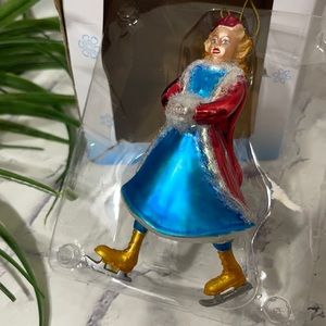 Cardew Design Alice in Winterland Skating Woman with Frosted Muff Glass Ornament